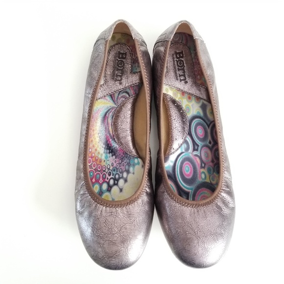 BORN Julainne Ballet Flats Metallic Leather Shoes - Picture 7 of 12